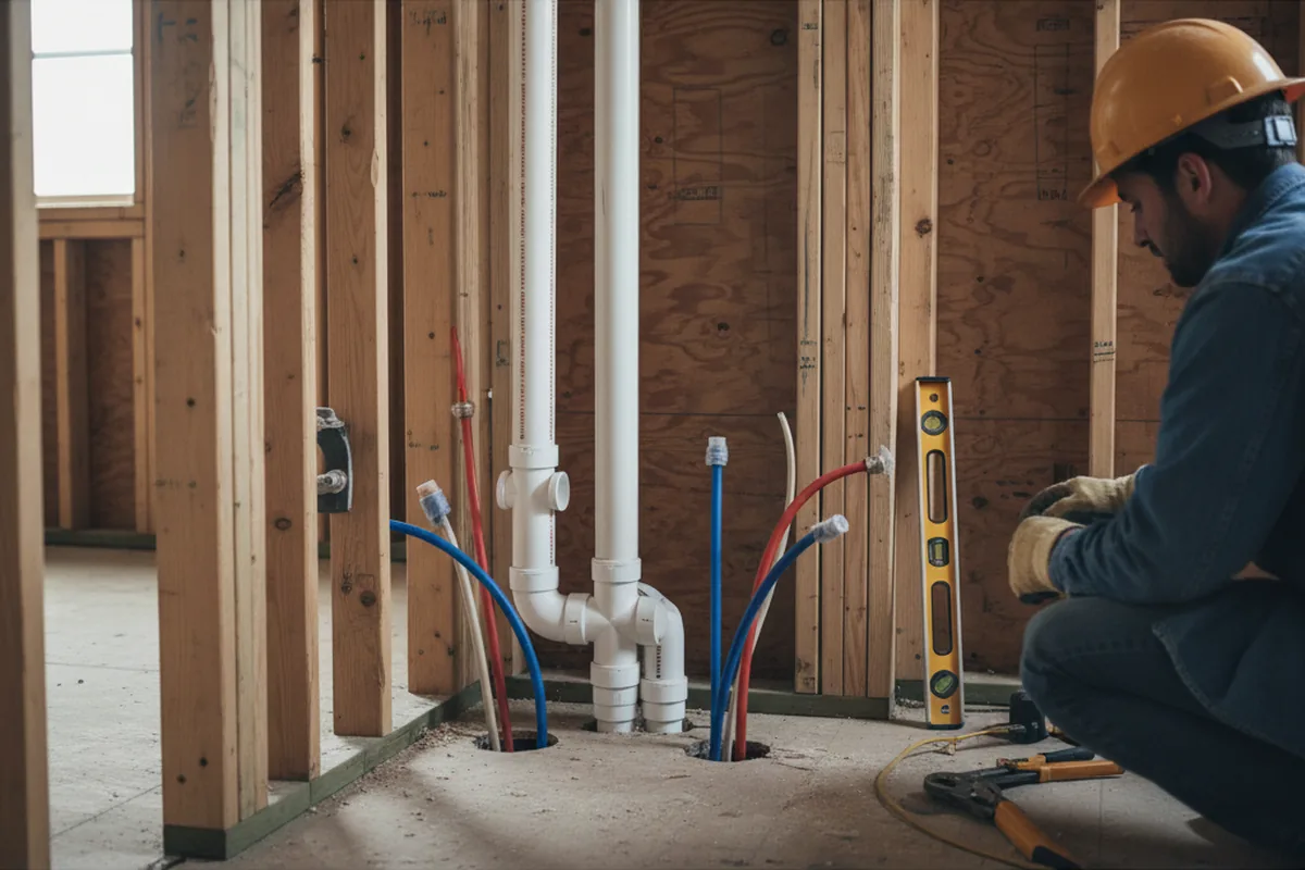 Drain and supply rough-in during Leak Detection in Gretna